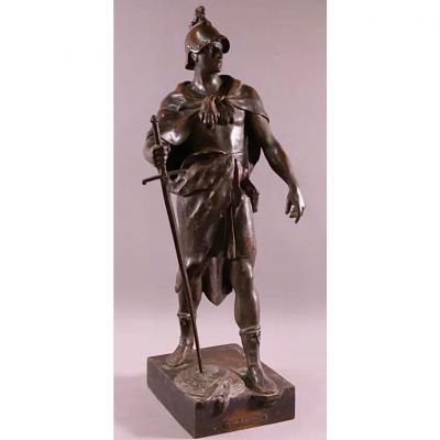 Emile Picault Huge Antique French Bronze Roman Soldier Sculpture by Picault