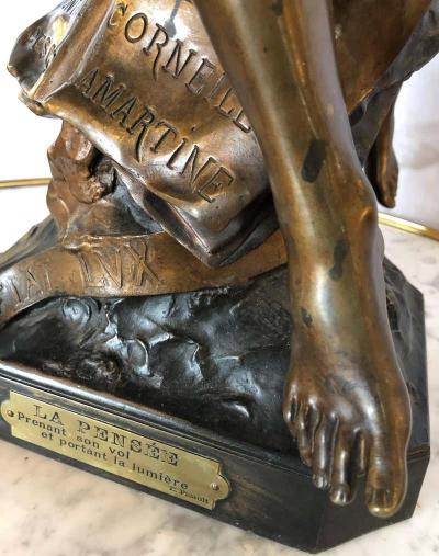 Emile Picault La Pensee by Emile Louis Picault Bears Foundry Mark 19th Century Bronze Statue