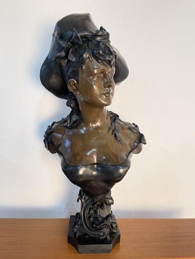 Emile Pinedo Emile Pinedo Bronze Bust Sculpture of a Woman