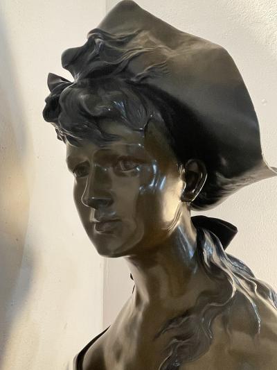 Emile Pinedo Emile Pinedo Bronze Bust Sculpture of a Woman