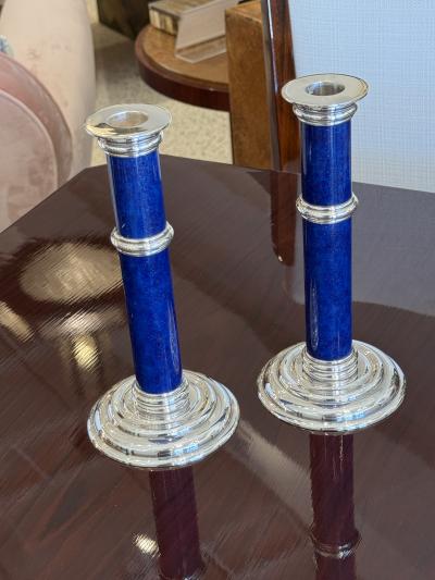 Emile Puiforcat Pair of French Art Deco Candlesticks by Puiforcat
