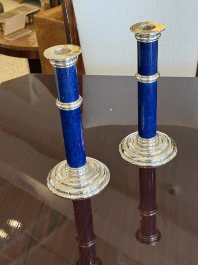 Emile Puiforcat Pair of French Art Deco Candlesticks by Puiforcat