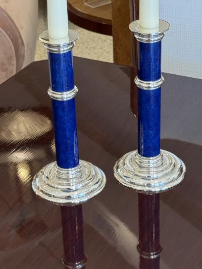 Emile Puiforcat Pair of French Art Deco Candlesticks by Puiforcat