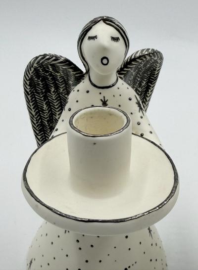 Emilia Castillo Emilia Castillo Angelical Silver Porcelain Candleholders Mexico 1996