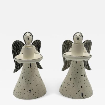 Emilia Castillo Emilia Castillo Angelical Silver Porcelain Candleholders Mexico 1996