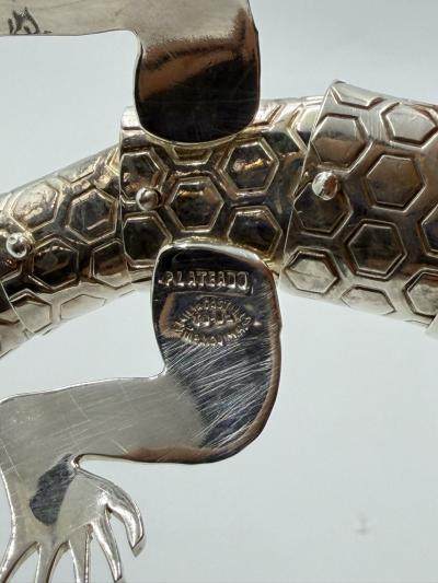 Emilia Castillo Emilia Castillo Articulated Silver Plated Brass Lizard Sculpture Mexico 1980s