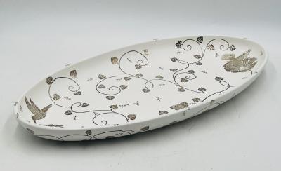 Emilia Castillo Emilia Castillo Extra Large Sterling Silver Porcelain Platter Signed Mexico