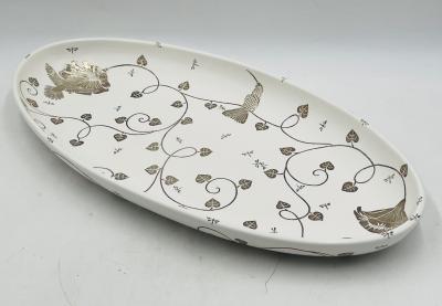 Emilia Castillo Emilia Castillo Extra Large Sterling Silver Porcelain Platter Signed Mexico