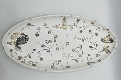 Emilia Castillo Emilia Castillo Extra Large Sterling Silver Porcelain Platter Signed Mexico