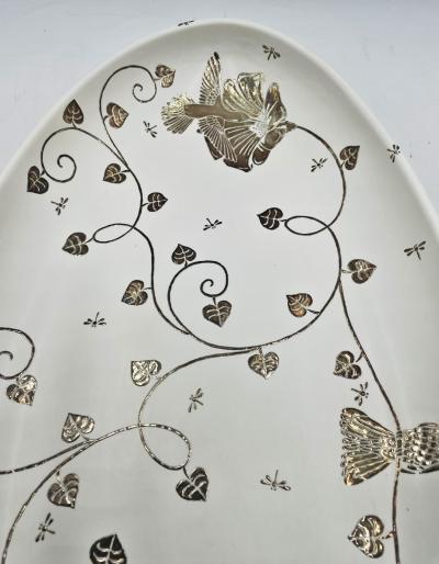 Emilia Castillo Emilia Castillo Extra Large Sterling Silver Porcelain Platter Signed Mexico