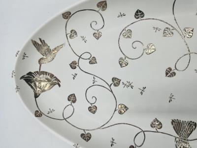 Emilia Castillo Emilia Castillo Extra Large Sterling Silver Porcelain Platter Signed Mexico