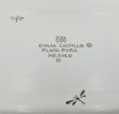 Emilia Castillo Emilia Castillo Extra Large Sterling Silver Porcelain Platter Signed Mexico