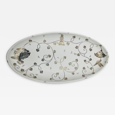 Emilia Castillo Emilia Castillo Extra Large Sterling Silver Porcelain Platter Signed Mexico