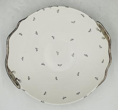 Emilia Castillo Emilia Castillo Large Porcelain Pure Silver Bowl with Lizards and Dragonflies