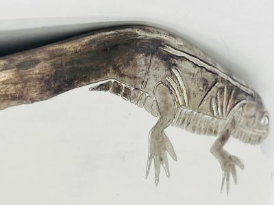 Emilia Castillo Emilia Castillo Large Porcelain Pure Silver Bowl with Lizards and Dragonflies