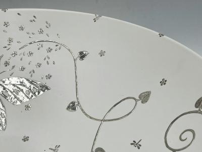 Emilia Castillo Emilia Castillo Large Porcelain Pure Silver Butterfly Bowl Taxco Mexico