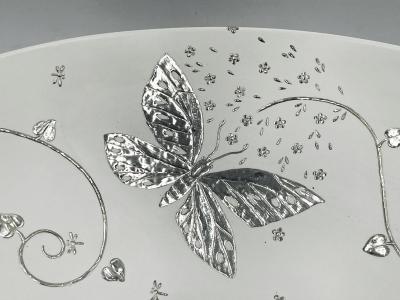 Emilia Castillo Emilia Castillo Large Porcelain Pure Silver Butterfly Bowl Taxco Mexico