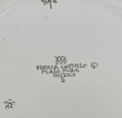 Emilia Castillo Emilia Castillo Large Porcelain Pure Silver Butterfly Bowl Taxco Mexico