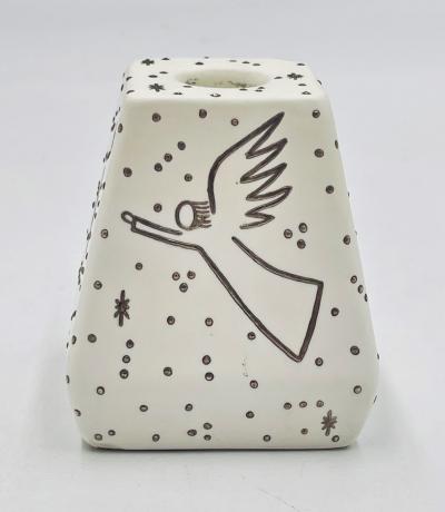 Emilia Castillo Emilia Castillo Porcelain Pure Silver Angelic Candle Holder Mexican Design
