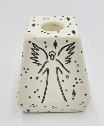 Emilia Castillo Emilia Castillo Porcelain Pure Silver Angelic Candle Holder Mexican Design