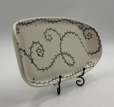 Emilia Castillo Emilia Castillo Porcelain Pure Silver Serving Platter Mexican Modernism