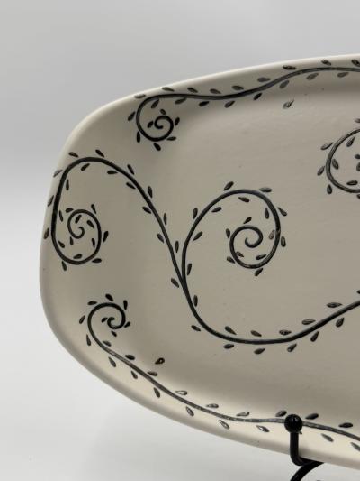 Emilia Castillo Emilia Castillo Porcelain Pure Silver Serving Platter Mexican Modernism