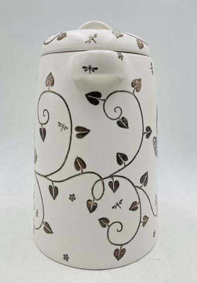 Emilia Castillo Emilia Castillo Porcelain Silver Butterfly Lidded Jar Taxco Mexico