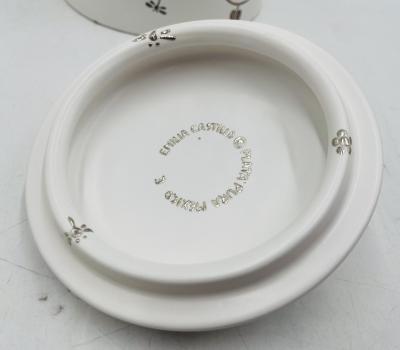 Emilia Castillo Emilia Castillo Porcelain Silver Butterfly Lidded Jar Taxco Mexico