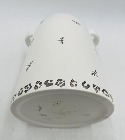 Emilia Castillo Emilia Castillo Porcelain Silver Jaguar Lidded Jar Taxco Mexico