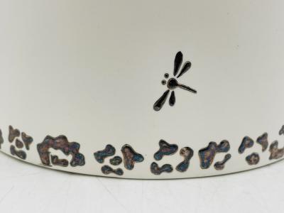 Emilia Castillo Emilia Castillo Porcelain Silver Jaguar Lidded Jar Taxco Mexico