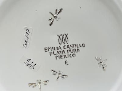 Emilia Castillo Emilia Castillo Porcelain Silver Jaguar Lidded Jar Taxco Mexico