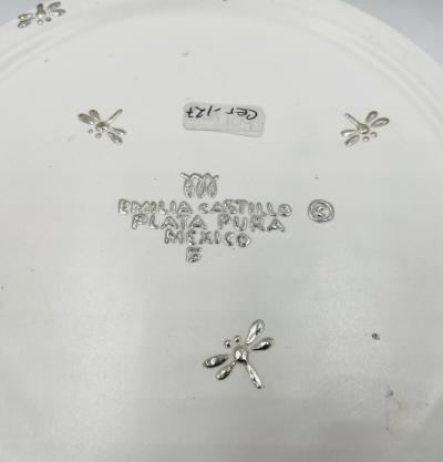 Emilia Castillo Emilia Castillo Porcelain Silver Lidded Container with Lizards Taxco Mexico