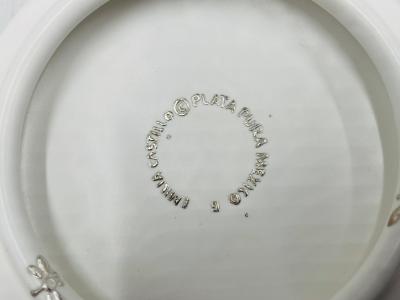 Emilia Castillo Emilia Castillo Porcelain Silver Lidded Container with Lizards Taxco Mexico