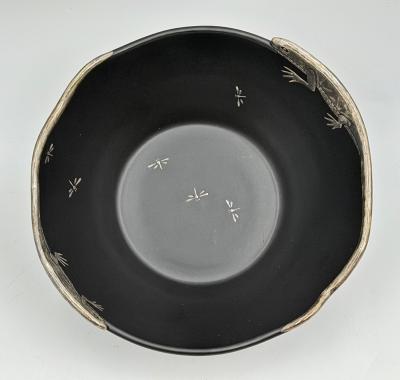 Emilia Castillo Emilia Castillo Pure Silver Lizard Black Porcelain Bowl Mexican Silver Art