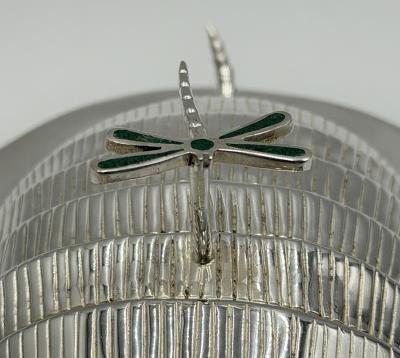 Emilia Castillo Emilia Castillo Silver Plate Armadillo Butter Dish with Malachite Taxco Mexico