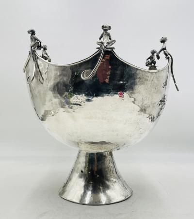 Emilia Castillo Emilia Castillo Silver Plated Monkey Punch Bowl Mexican Modernism
