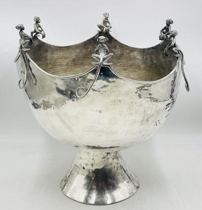 Emilia Castillo Emilia Castillo Silver Plated Monkey Punch Bowl Mexican Modernism