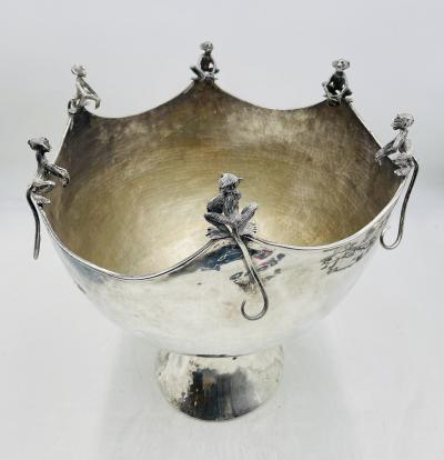 Emilia Castillo Emilia Castillo Silver Plated Monkey Punch Bowl Mexican Modernism