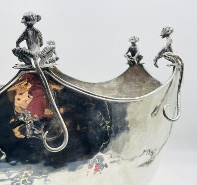 Emilia Castillo Emilia Castillo Silver Plated Monkey Punch Bowl Mexican Modernism
