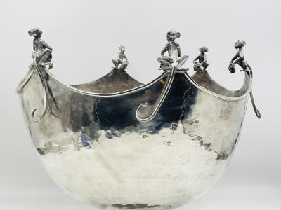 Emilia Castillo Emilia Castillo Silver Plated Monkey Punch Bowl Mexican Modernism
