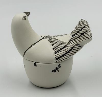 Emilia Castillo Emilia Castillo Taxco Porcelain Pure Silver Dove Jewelry Box Mexican Modern