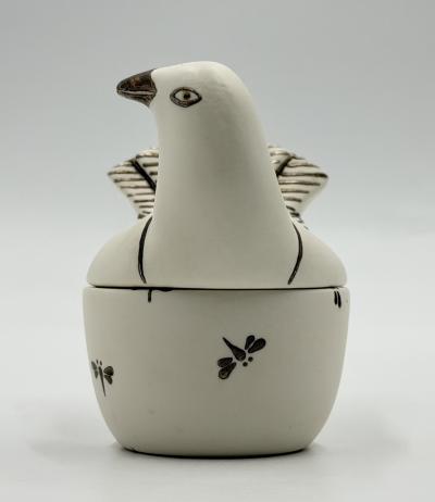 Emilia Castillo Emilia Castillo Taxco Porcelain Pure Silver Dove Jewelry Box Mexican Modern