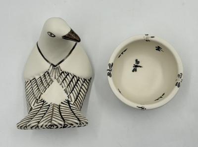 Emilia Castillo Emilia Castillo Taxco Porcelain Pure Silver Dove Jewelry Box Mexican Modern