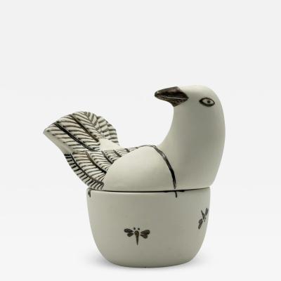 Emilia Castillo Emilia Castillo Taxco Porcelain Pure Silver Dove Jewelry Box Mexican Modern