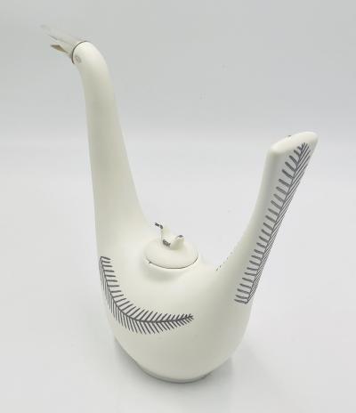 Emilia Castillo Emilia Castillo Taxco Porcelain Sterling Silver Swan Teapot Signed Numbered