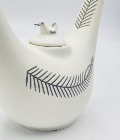 Emilia Castillo Emilia Castillo Taxco Porcelain Sterling Silver Swan Teapot Signed Numbered