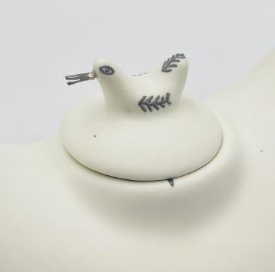Emilia Castillo Emilia Castillo Taxco Porcelain Sterling Silver Swan Teapot Signed Numbered