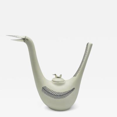Emilia Castillo Emilia Castillo Taxco Porcelain Sterling Silver Swan Teapot Signed Numbered