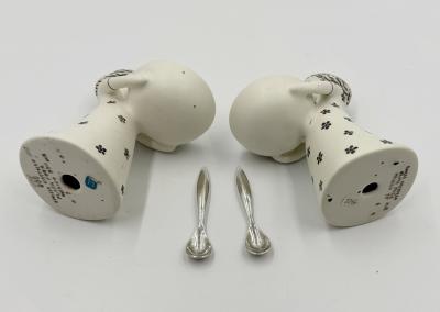 Emilia Castillo Emilia Castillo The Couple Bisque Porcelain Salt Cellars Sterling Spoons Set