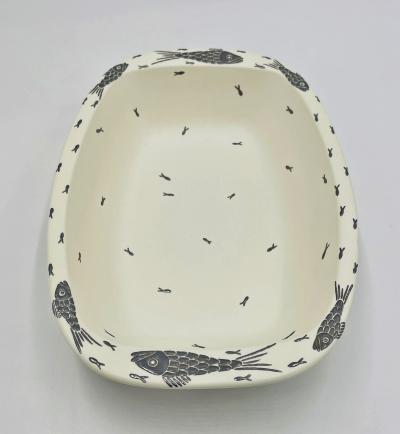 Emilia Castillo Emilia Castillo Vintage Porcelain Pure Silver Serving Bowl Mexican Modern